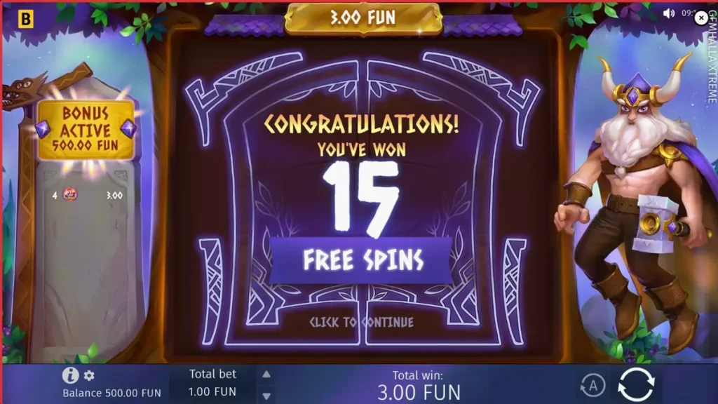 Tampilan layar utama slot Gemhalla Xtreme dengan tema mitologi Nordik dan Thor